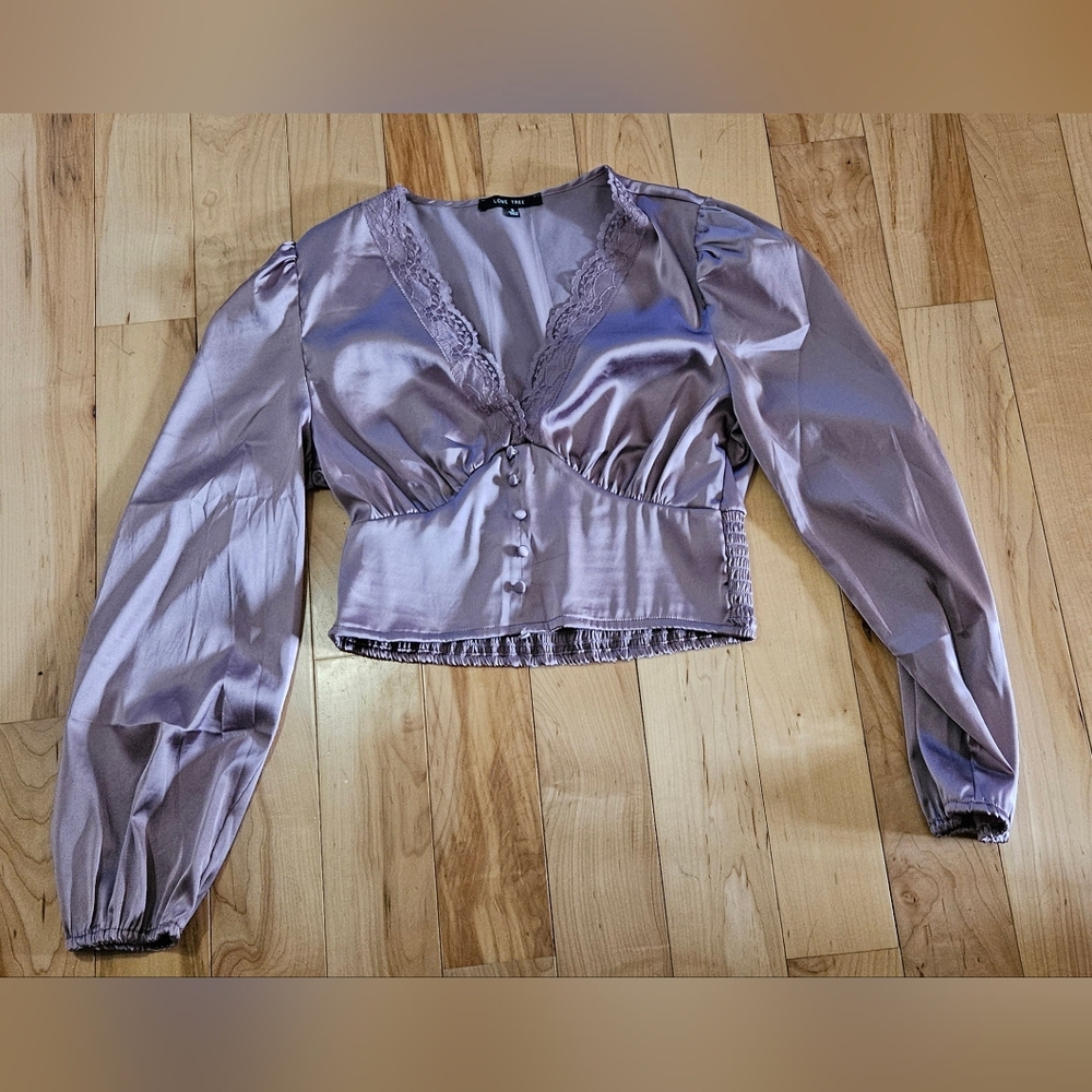 Love tree satin blouse